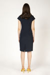 Picture of Elastic crepe dress with zapone sleeve. BLUE