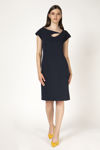 Picture of Elastic crepe dress with zapone sleeve. BLUE