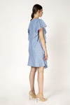 Picture of Striped linen dress with V neckline and ruffles