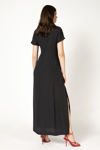 Maxi φόρεμα σε ανάγλυφο Viscose & Tencel μαυρο