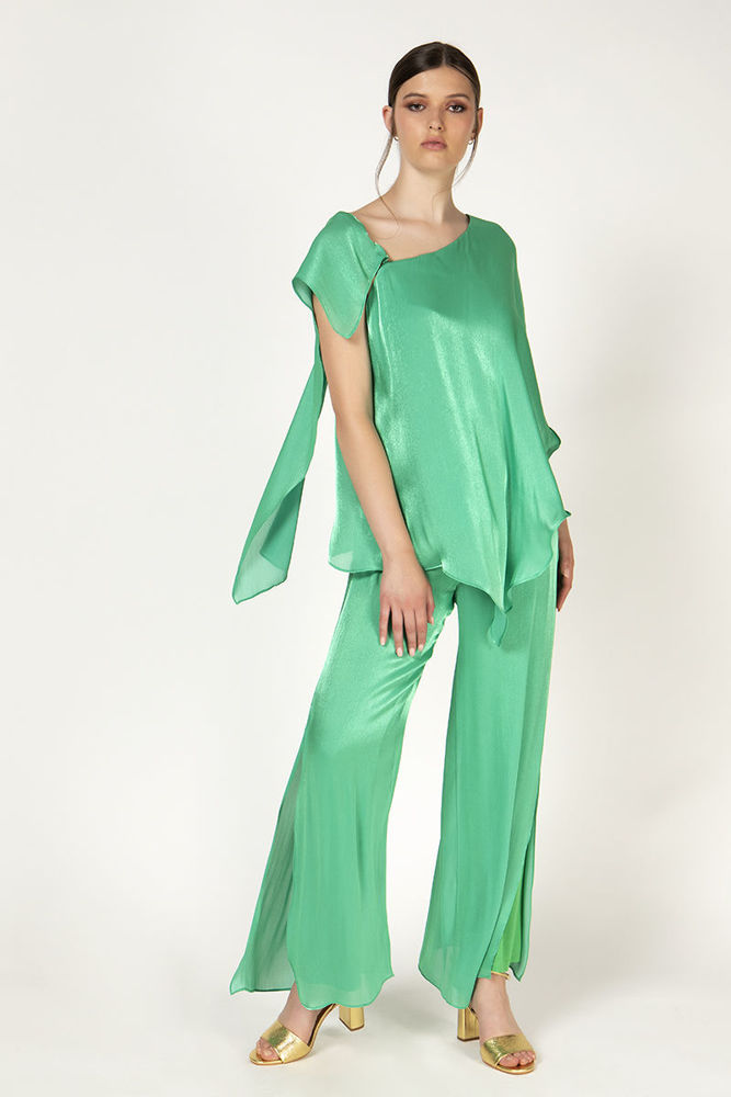 Picture of Air blouse in crinkle satin satin GREEN