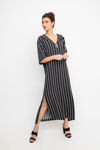 Picture of Kaftan striped dress in high quality viscose BLACK