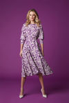 Picture of New floral print dress in a lovely line. MAUVE