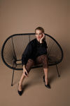 Picture of Asymmetric blouse in boxy line BLACK