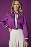 Picture of Blouse in elastic poplin with decorative velvet ribbons MAUVE