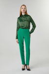 Picture of Slim-fit stretch crepe pants with a zipper GREEN