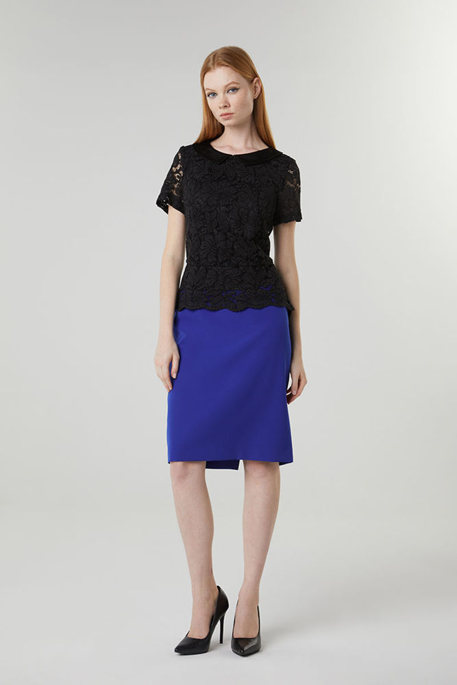 Picture of Lace top with satin collar BLACK