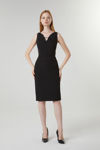 Picture of Feminine fitted dress in crepe stretch BLACK