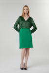 Picture of Green-black satin micro print blouse GREEN