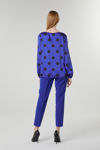 Picture of Superior blue royal blouse with black polka dots on satin BLUE ROYAL