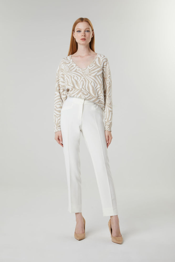 Picture of Pants in excellent quality crepe elastic EKRU