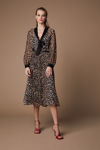 Picture of Leopard print muslin dress with tie and cloche skirt CAMEL