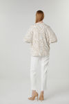 Picture of Blouse in jacquard knit printed fabric with V-neckline BEIGE