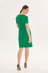 Picture of A-line dress in brocade fabric with short sleeves GREEN