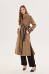 Picture of Unique coat , belt at the front and side vents in premium quality wool fabric BLACK