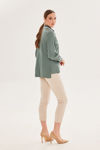 Picture of Blouse in elastic poplin with decorative velvet ribbons CHAKI