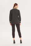 Picture of Blouse in elastic poplin with decorative velvet ribbons BLACK