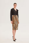 Picture of High-waist pencil skirt in fine elastic leopard print CAMEL
