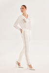 Picture of Slim-line trousers in elastic crepe EKRU