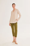 Picture of Long blouse with V-neck and cuffed sleeves VANILIA