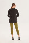 Picture of Long blouse with V-neck and cuffed sleeves BLACK