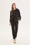 Picture of Straight-leg velor trousers with pockets BLACK