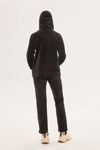 Picture of Straight-leg velor trousers with pockets BLACK