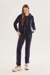 Picture of Straight-leg velor trousers with pockets BLUE