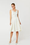 Picture of Dress in heavy satin with a stylized bodice and pleated skirt ECRU