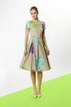 Picture of Princess dress in floral print from crepe elastic LIME