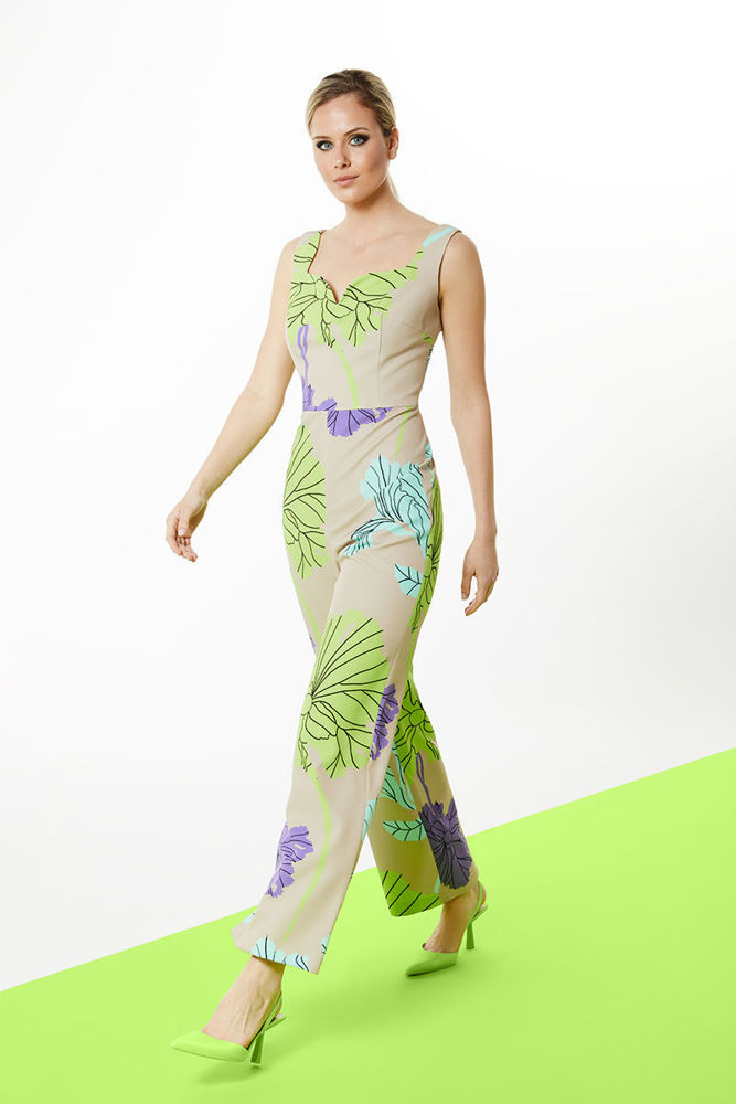 Picture of Floral print jumpsuit made of elastic crepe LIME