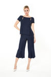 Picture of Blouse with pleats in very good quality boucle cotton BLUE
