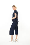 Picture of Blouse with pleats in very good quality boucle cotton BLUE