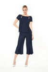Picture of Cropped trousers in very good quality boucle cotton BLUE