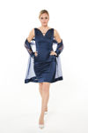 Picture of Women's fitted dress in heavy satin stretch BLUE