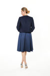 Picture of Short cardigan in cotton boucle fabric with external pockets BLUE