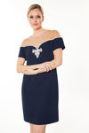 Picture of Unique dress in fine crepe with an outside cut BLUE