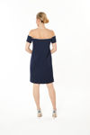 Picture of Unique dress in fine crepe with an outside cut BLUE