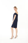 Picture of Unique dress in fine crepe with an outside cut BLUE