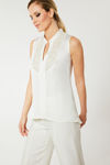 Picture of Sleeveless blouse in viscose satin ECRU