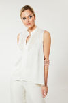 Picture of Sleeveless blouse in viscose satin ECRU