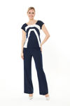 Picture of Top in blue crepe elastic with geometric cutouts BLUE