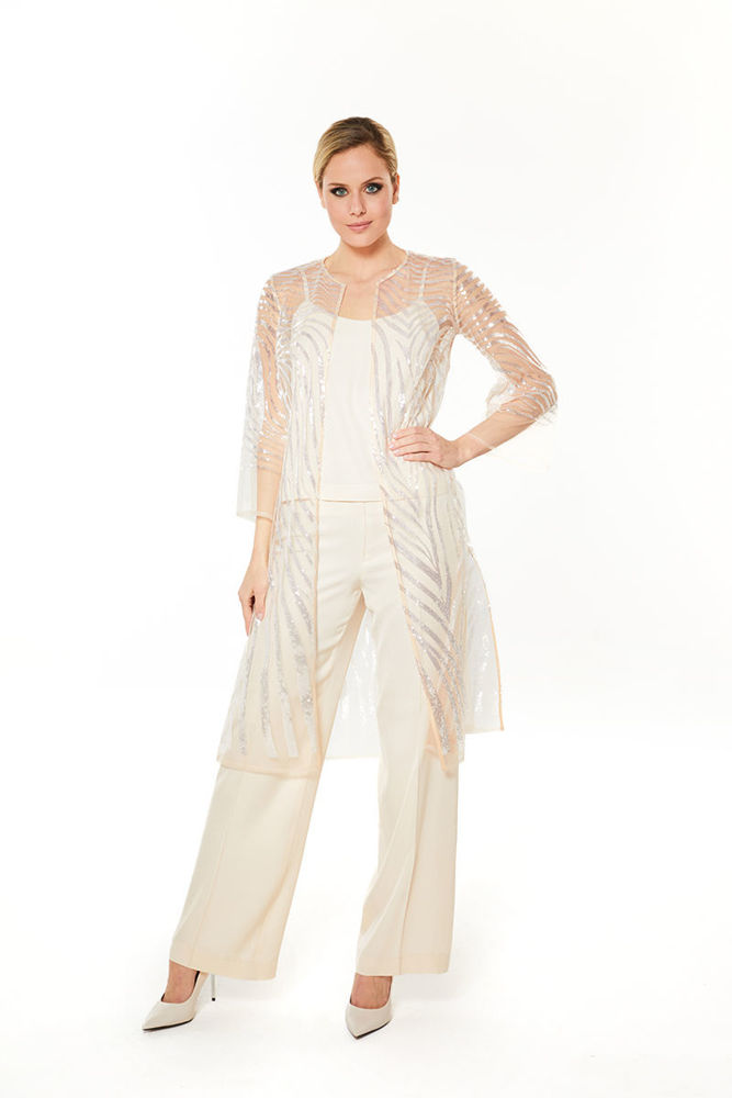 Picture of Tunic in skin-colored tulle embroidered SILVER