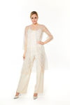 Picture of Tunic in skin-colored tulle embroidered SILVER