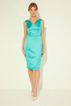 Picture of Women's fitted dress in heavy satin stretch GREEN