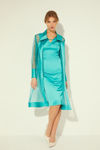 Picture of Women's fitted dress in heavy satin stretch GREEN