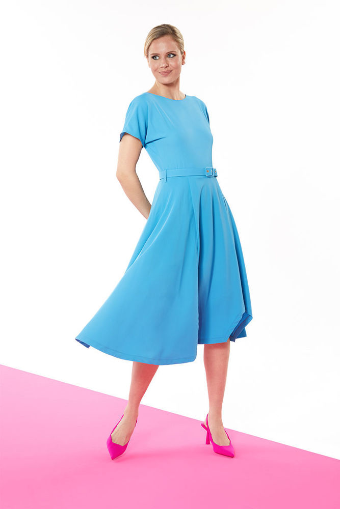 Picture of New dress in light crepe with stretch in a lovely line TURQUOISE