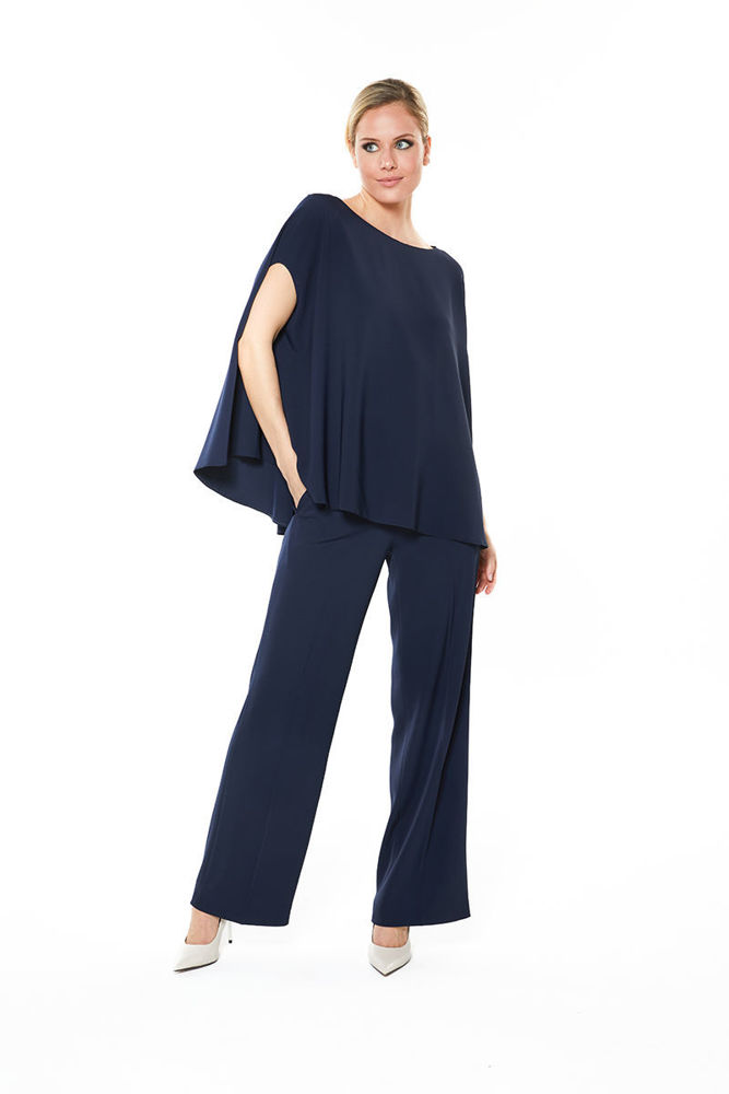Picture of Crepe pants in a straight line BLUE
