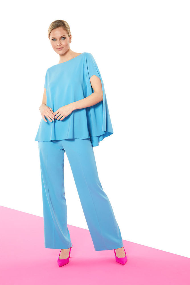 Picture of Crepe pants in a straight line TURQUOISE
