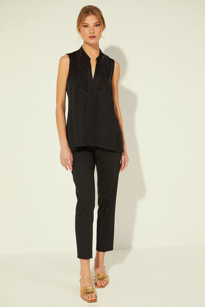 Picture of Sleeveless blouse in viscose satin BLACK